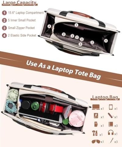 Lunch Tote Bag for Women - 15.6 Inch Laptop Work Bag with Insulated