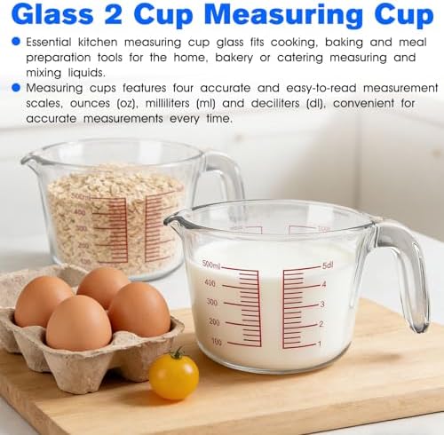 2-Cup Liquid Glass Measuring Cups 16 OZ for Kitchen Baking Coffee