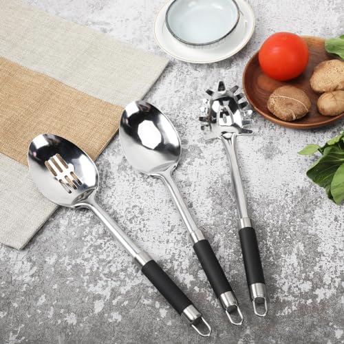 3-Piece,Stainless Steel Serving spoons set with Slotted Spoon, Serving