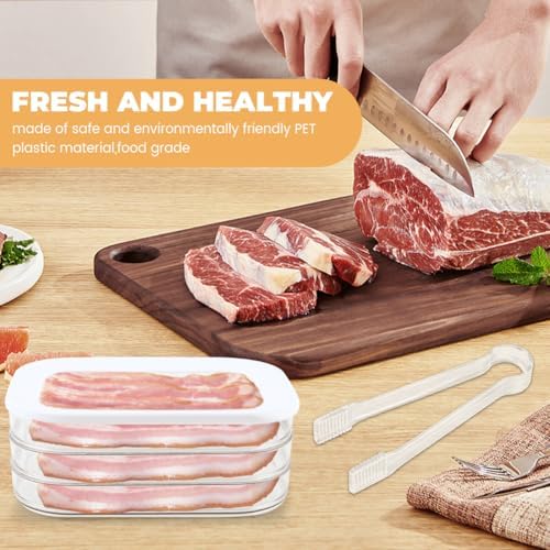 Deli Meat Container for Fridge, 3 Tier Stackable Clear Deli Meats