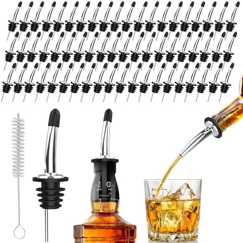 SINLUCESCE 60-Pack Stainless Steel Pour Spouts for Liquor Bottles Oil