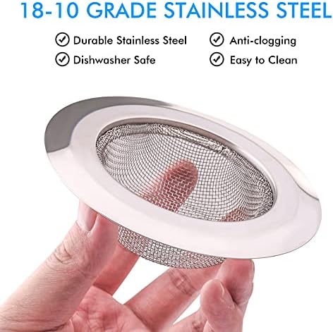 2Pcs Kitchen Sink Strainer, Stainless Steel Mesh Sink Drain Cover