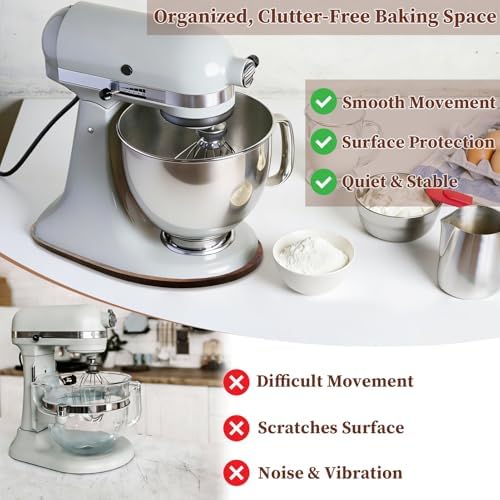 Walnut Wood Mixer Slider Mat for KitchenAid 5-8 Qt Mixer