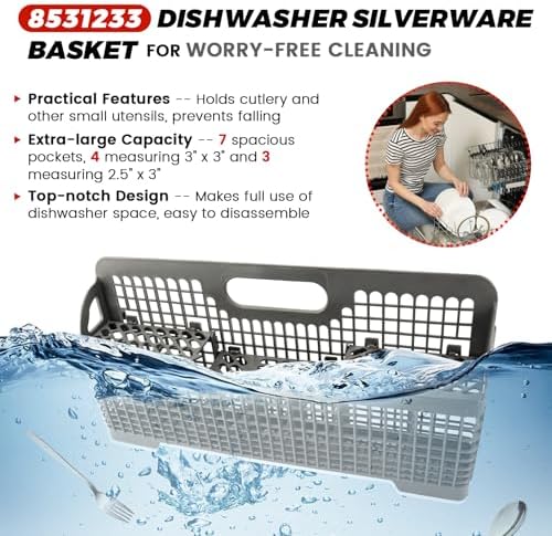 【2026 UPGRADED】8531233 WP8562043 Dishwasher Silverware