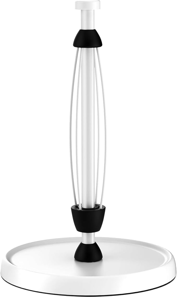 White Paper Towel Holder Countertop, Stainless Steel, Weighted Base, Paper by SWAITEE