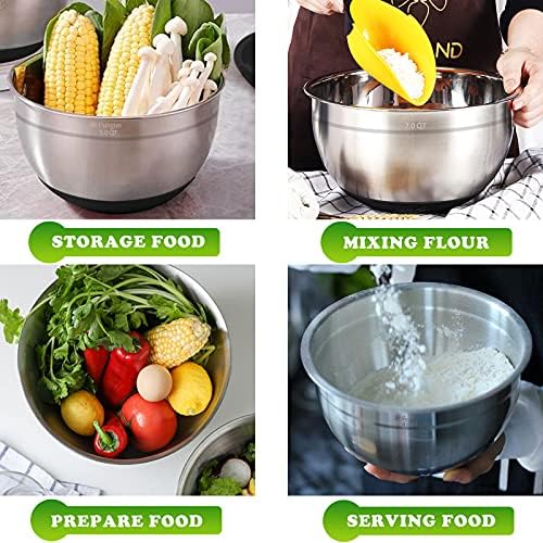 Fungun Mixing Bowls with Airtight Lids, 18 PCS Stainless Steel Nesting