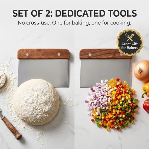 Wooden Handle Bench Scraper Heavy Duty Dough Pastry Cutter