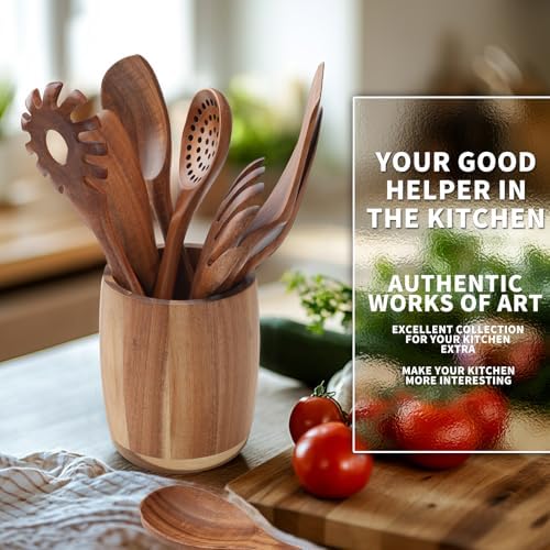 9 PCS Natural Teak Wooden Kitchen Utensil Set