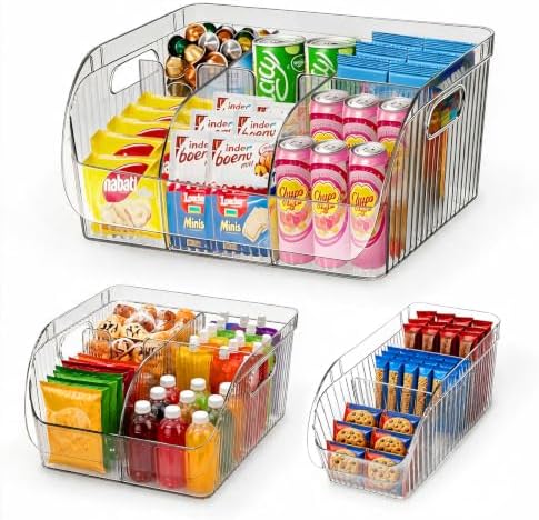 3 Pack Adjustable Divider Storage Bins