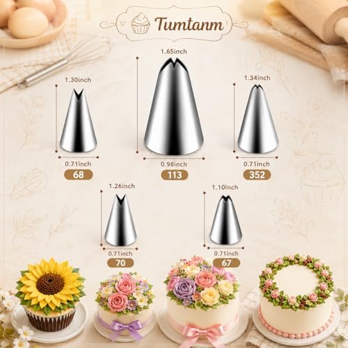5 Pcs Leaf Piping Tips Set, Stainless Steel Cake Decorating Tips for