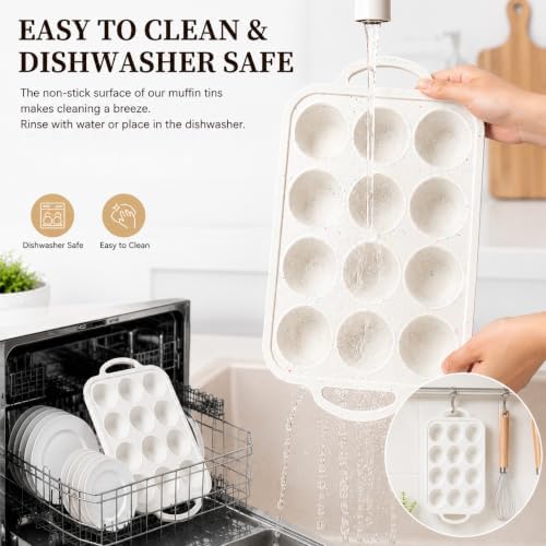 2 Pack 12 Cup Silicone Muffin Pan With Metal Reinforced Frame