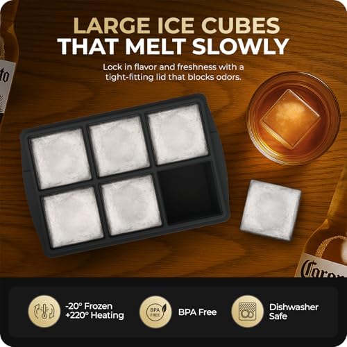 Large Ice Cube Trays for Whiskey, Silicone Ice Cube Tray, with