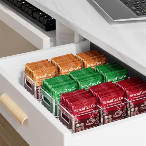 FUCDTEFC Tea Bag Organizer, Small Clear Tea Bag Holder for Drawer