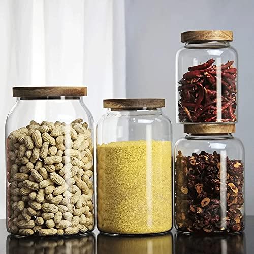 Large Glass Jars with Airtight Wooden Lid, Food Storage Glass