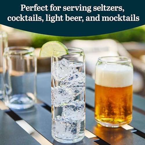 Libbey Classic Slim Beer Can Glasses, 12.5 oz Tall Drinking Glasses