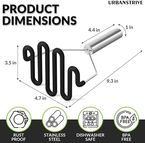 Non-Scratch Potato Masher Silicone Heavy Duty Stainless Steel Wire