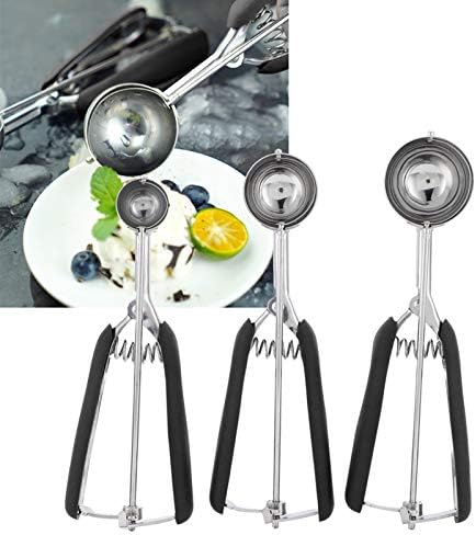3 Piece Ice Cream Scoop Set, 304 Stainless Steel Cookie Scoop, Spring