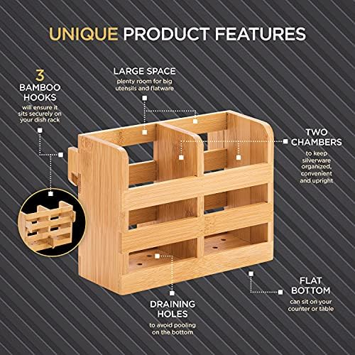 Bambüsi Bamboo Utensil Holder, Countertop Silverware Caddy