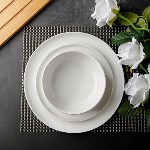 AmorArc Stoneware Dinnerware Sets for 4,12Pcs Ceramic Plates and Bowls