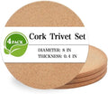 Cork Trivet, 4 Pack High Density Thick Cork Coasters Set for Hot