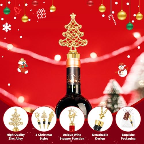 12Pcs Christmas Wine Bottle Stoppers Set Xmas Tree Santa Claus Deer