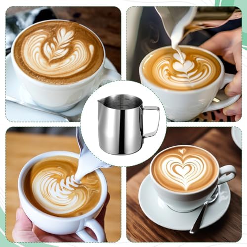 4 Pcs Milk Frothing Pitchers, 12 Oz 304 Stainless Steel Espresso