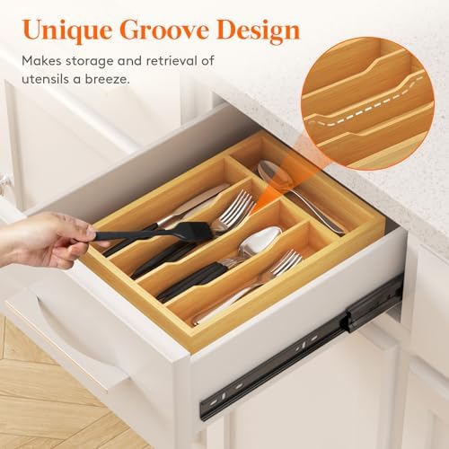 Lifewit Bamboo Silverware Tray for Drawer, 8.6 x 12.5