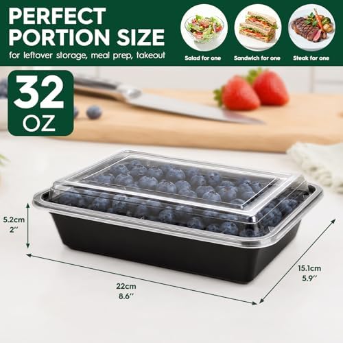 Glotoch Meal Prep Containers 32oz 50 Pack(100 Piece) with Lids