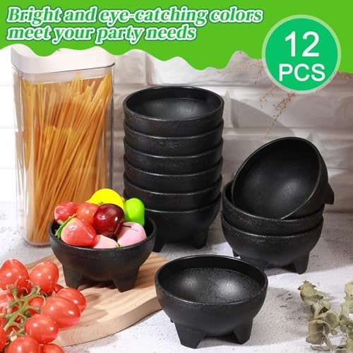 Maxcheck 12 Pcs Salsa Bowls for Party 4.5" Diameter, 10 oz, Black