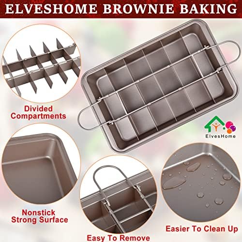 Brownie Pan with Dividers, Non Stick Brownie Baking Pan, 18 Pre-slice