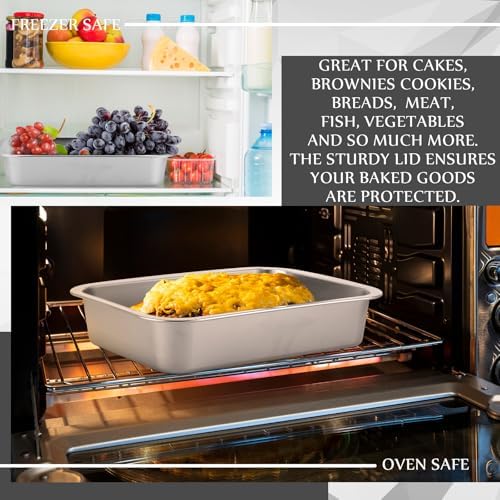 Funnymoom 2 Set Baking Pan with Lids, Stainless Steel