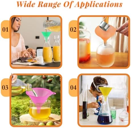 20 Pcs Plastic Funnel Set Colorful Wide Mouth Funnel Multipurpose