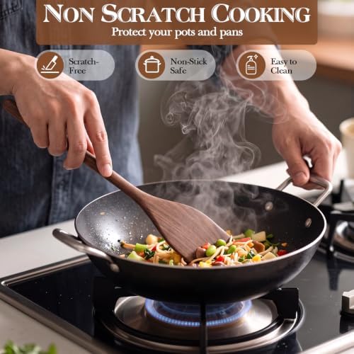 7 Piece Walnut Kitchen Utensil Set with Turner, Ladle, Slotted Spoon