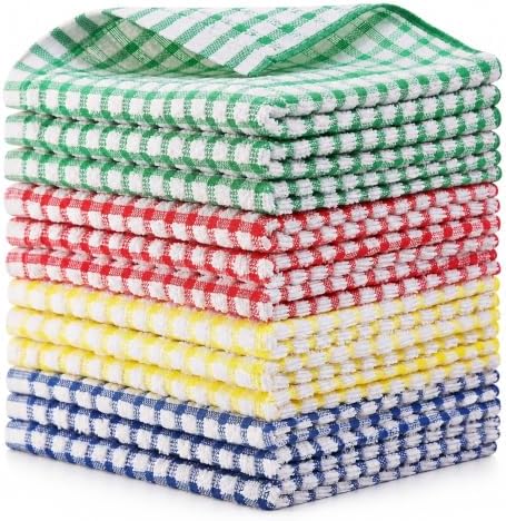 Egles 12 Pack 100% Cotton Kitchen Dish Cloths, 12 x 12 Inch Dishcloths