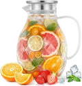 Borosilicate Glass Pitcher with Lid & Spout - 2 L / 68 oz Water Jug