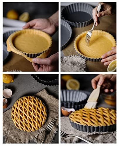 Tosnail 2 Pack Deep Tart Pan, 9.5" x 2" Quiche Pie Pan with Removable