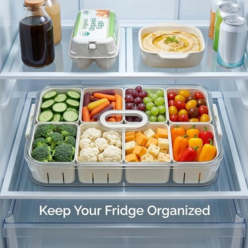 Snackle Box Container with Lid – 6 Compartment Rectangular Divided
