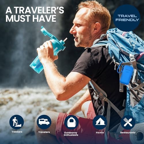 Mist Reusable Straw, Collapsible Reusable Metal Water Filtering Straw