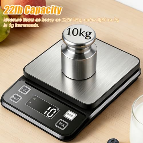 Waterproof Kitchen Scale, 10kg/22lb Food Scale Precisely Measures