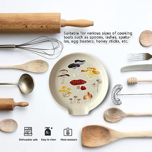 Mushroom Spoon Rest for Stove Top, Spoon Holder for Kitchen Counter