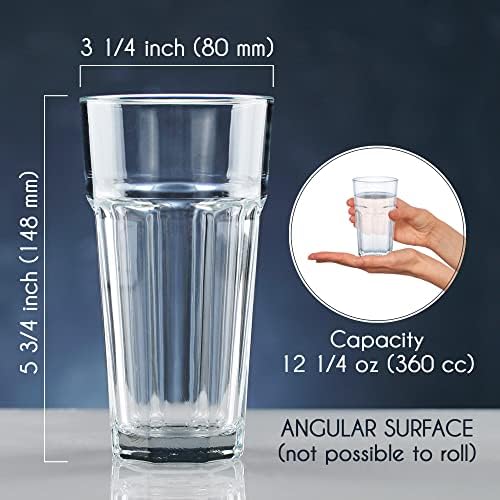 Volarium Drinking Glasses Set of 6, Premium Lead-Free Clear Iced Tea