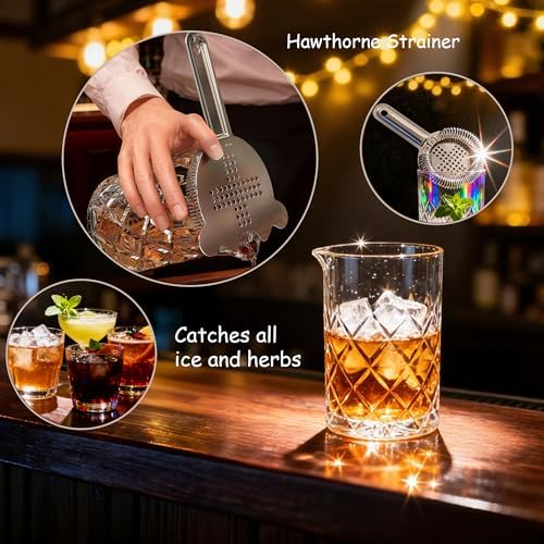 24 Oz Cocktail Mixing Glass Set - Thick Bottom Crystal Clear Bar Tools