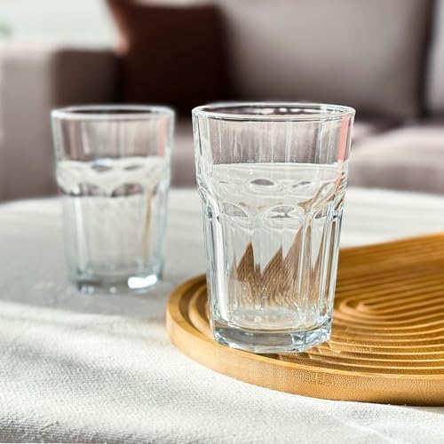 Highball Drinking Glasses Set of 6, 12.5 oz Glass Tumbler, Dishwasher