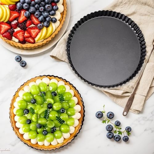 Tart Pan with Removable Bottom: Nonstick Carbon Steel 9 Inch and