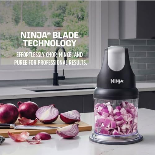 Ninja Express Chop Manual Food Processor, 16oz Bowl, Gray, NJ100GR