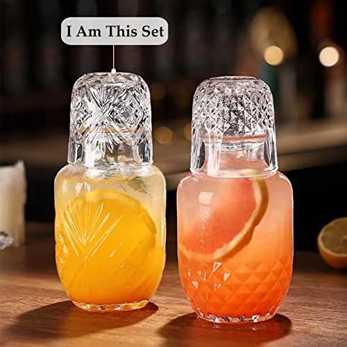 Bedside Water Carafe and Glass Set, Mfacoy 17 OZ Glasses Pitcher &