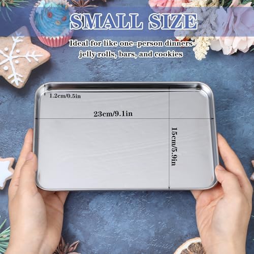 16 Pcs Baking Sheet Stainless Steel Cookie Sheet Small Metal Pans