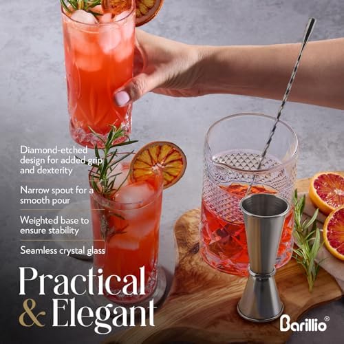 Barillio 24 Oz Crystal Cocktail Mixing Glass with Bamboo Stand & Bar