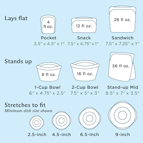 Stasher Reusable Silicone Bags and Stretch Lids, 10-Pack Starter Kit