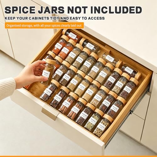 Bamboo Spice Drawer Organizer Expandable